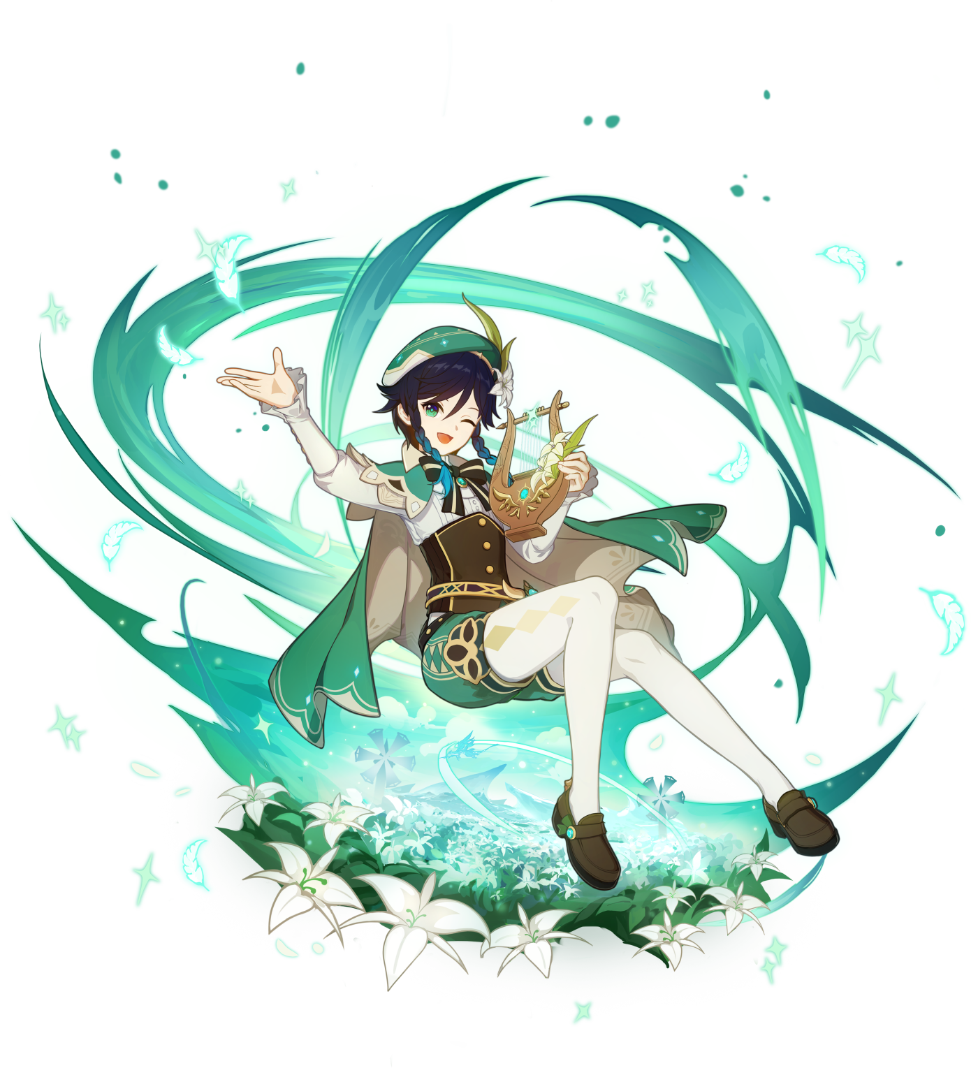 Transparent splash art for Venti from Genshin Impact